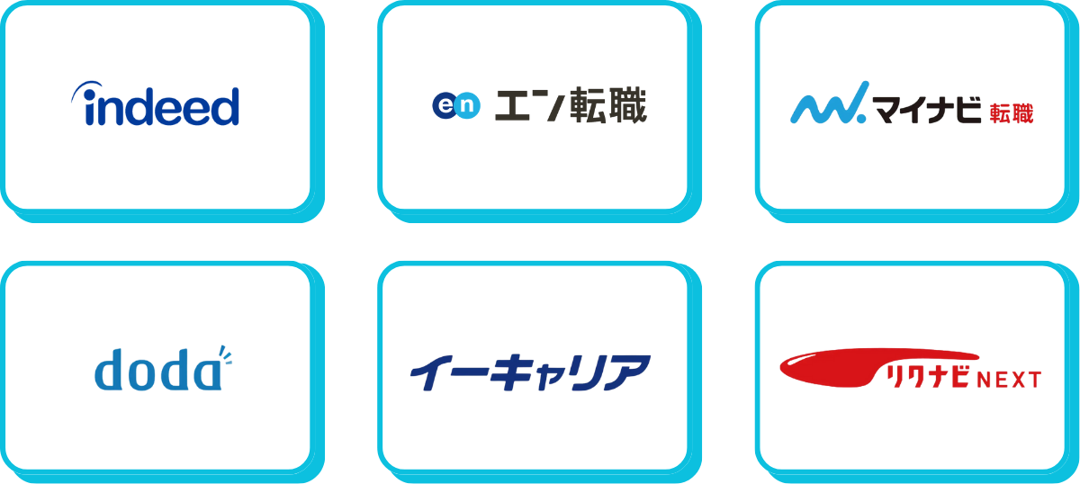 Indeed、エン転職、マイナビ転職、doda、イーキャリア、リクナビNEXT